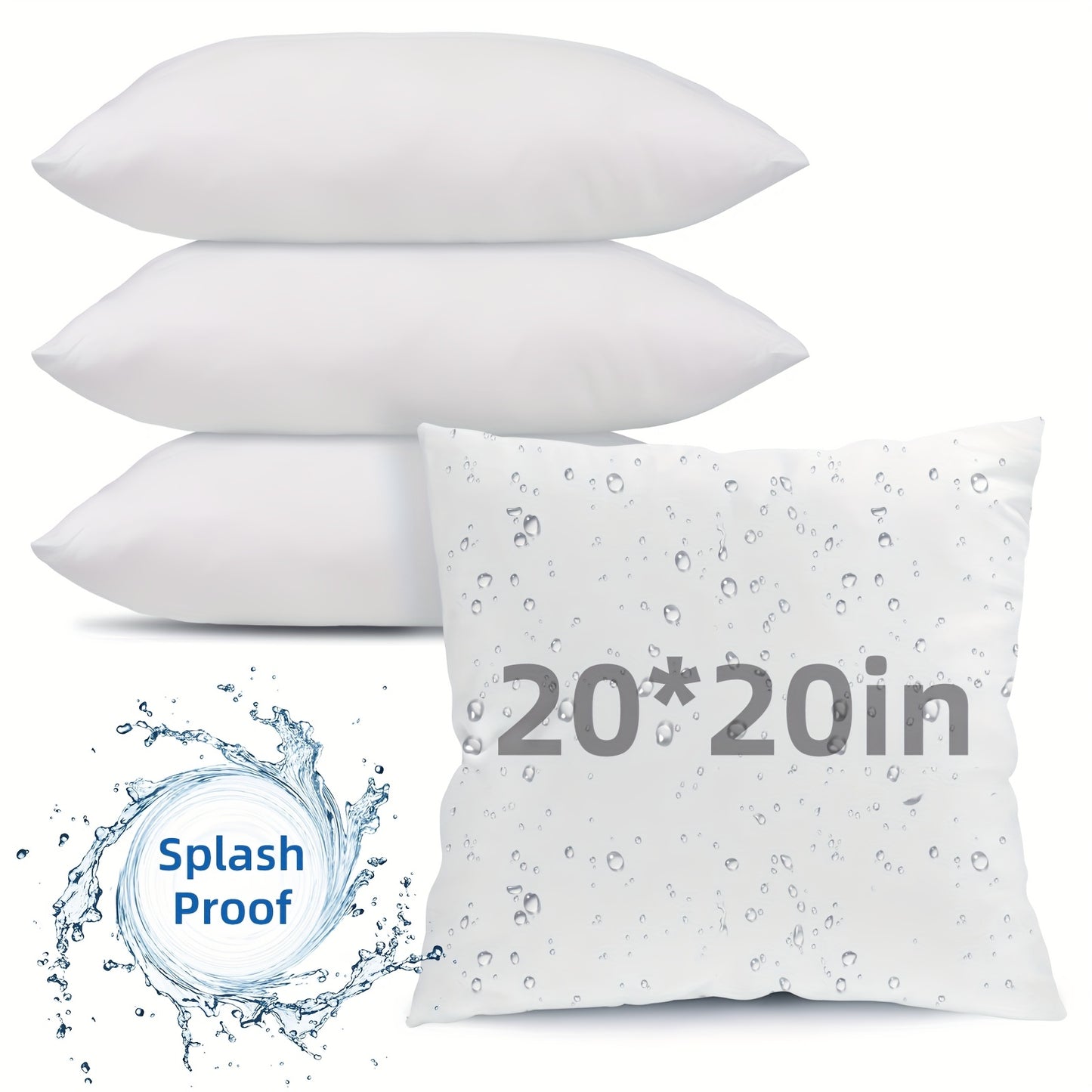[Large Throw Pillows] 4pcs 18×18/20X20/12X20 in Pillow Inserts, Large Throw Pillows Insert, High Quality Couch Pillows, Square Pillow for Patio, Furniture, Bed, Living Room, Garden, White
