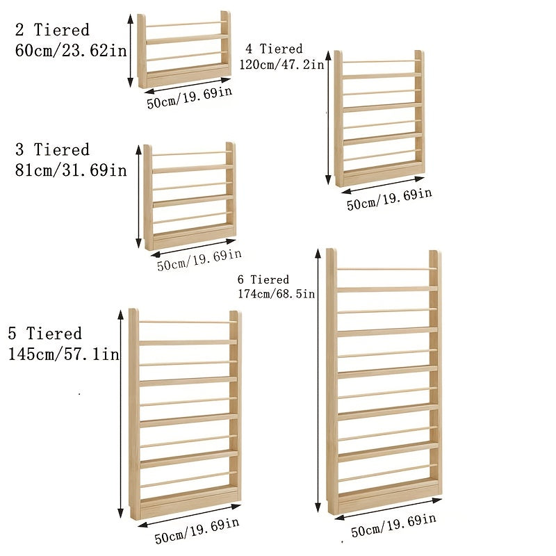 Creative Design, Ultra-Narrow Solid Wood Bookshelf, Bookcase, No Paint And Zero Formaldehyde, Wall-Mounted Bookshelf, Over-The-Door Bookshelf, Multi-Layer Shelf, Space-Saving