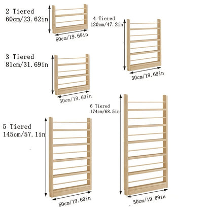Creative Design, Ultra-Narrow Solid Wood Bookshelf, Bookcase, No Paint And Zero Formaldehyde, Wall-Mounted Bookshelf, Over-The-Door Bookshelf, Multi-Layer Shelf, Space-Saving