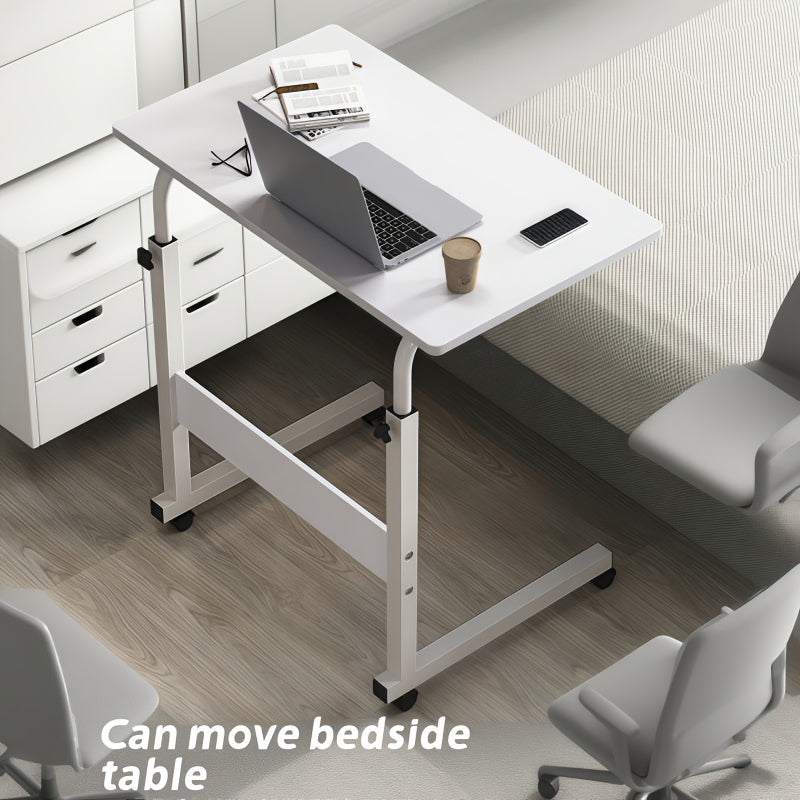 1 Movable Multifunctional Computer Desk, Home Bedroom Bedside Table Computer Desk, Bedroom, Living Room Dormitory, Lazy And Simple Student Writing Desk, Movable And Adjustable Height Laptop Desk, 360 Degree Rotating Wheels, Perfect Birthday Gift.