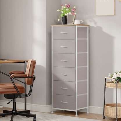 EUNOS Tall Dresser for Bedroom, Storage Organizer Chest Of Drawers with Removable Fabric Bins for Living Room Closet Bedside Laundry Entryway Hallway