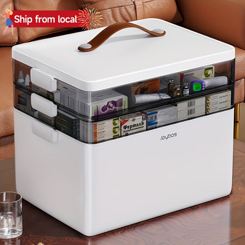 3 Tier Large Visible Family Medicine Storage Box, Multi-Purpose Organizer For Home And Dormitory, Multi-Tier With Lid, Categorized Storage, White!