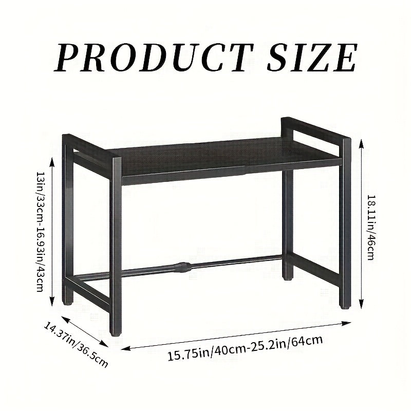 1 Kitchen Countertop Storage Rack, Microwave And Oven Storage Rack, Multifunctional Telescopic Rack, Black, Strong Load-bearing Capacity, Space Saving, Kitchen Organizers And Storage