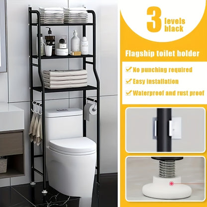 Toilet Rack, Independent Metal Bath Rack, with Roll Paper Rack And Hook, Space Saving Bathroom Organizer And Storage Rack, Above Toilet Rack, Used for Bathrooms And Laundry Rooms
