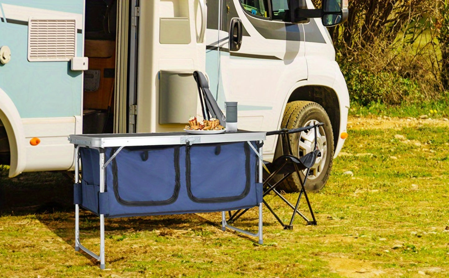 4 Ft Folding Table Aluminum Adjustable Height Portable Camping Picnic Table for Outdoor Beach BBQ Backyard Party Garden Patio 5 Colors