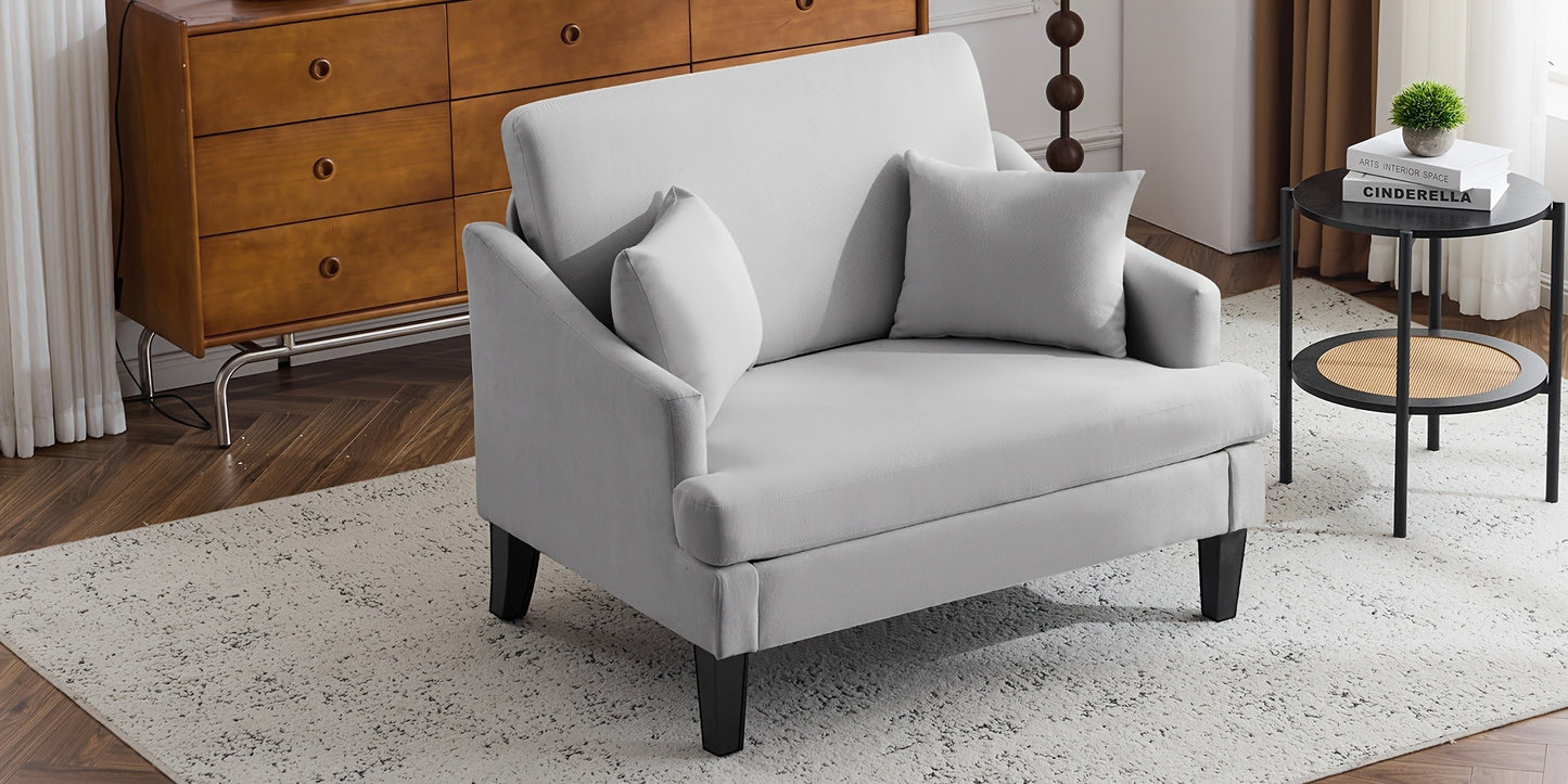 Oversized Accent Chair 33.5" Wide with 2 Pillows, Upholstered Memory Foam Armchair Big Reading Chair, Modern Single Sofa Chair for Living Room Bedroom Apartment Office