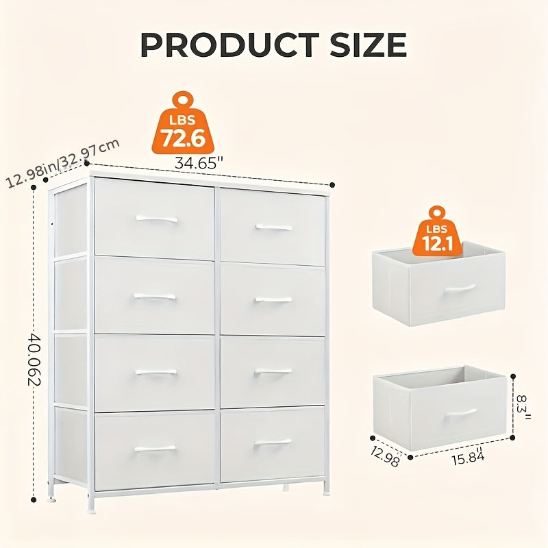 Storage Cabinet, Hallway Storage Cabinet, Storage Cabinet With 8 Fabric Drawers/4 Fabric Drawers/2 Fabric Drawers, Sturdy And Durable Metal Frame, More Suitable For Home Storage, Office And Apartment Storage, Comes With Screwdriver And Wrench