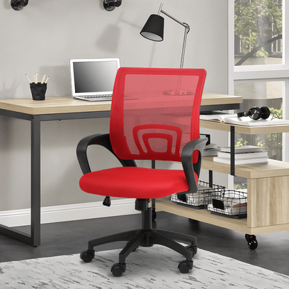 Mesh Office Home Chair, Mid Back Ergonomic Rolling Swivel Chair with Padded Seat and Armrest