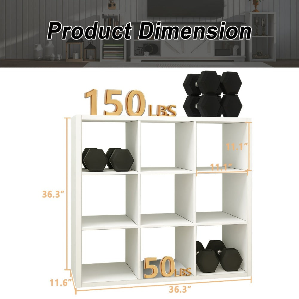Cube Storage Bookshelf 2 3 4 6 8 9 Cube Open Display Cabinet Thick Frame Floor Standing Bookcase with Anti-Tip Kit for Living Room Bedroom Study, 4 Colors