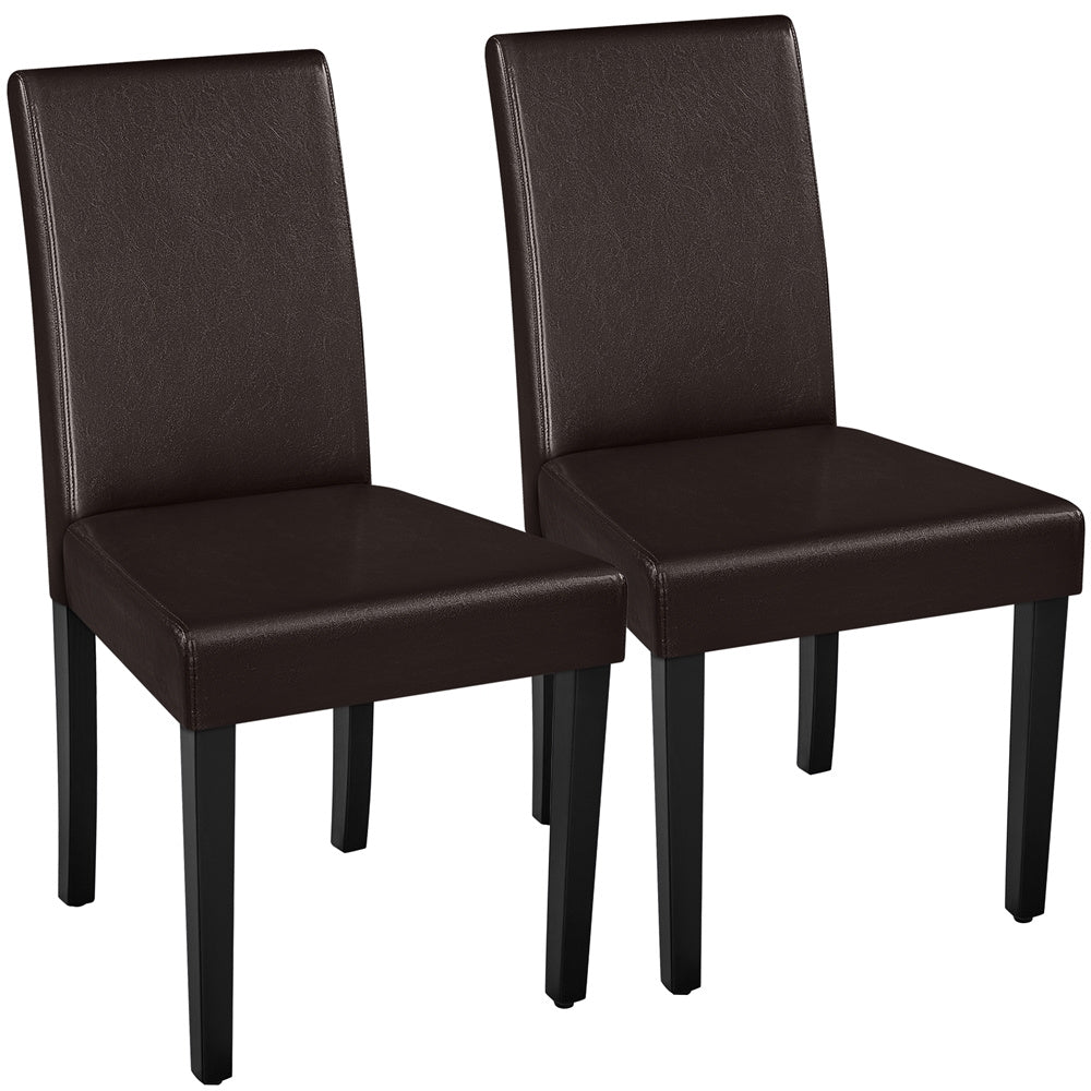 Costoffs Upholstered Dining Chairs Set of 2/4, Padded Leather Side Chairs with High Back & Rubberwood Legs, Modern Kitchen Chairs for Home, Kitchen & Restaurant, Black/White/Gray/Brown