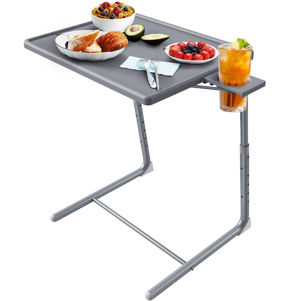 Adjustable Folding TV Tray Table with 6 Height & 3 Tilt Angle Settings, Portable Foldable Desk for Sofa Bed Laptop Dining Reading, 1/2/3 Pack for Living Room Bedroom Restaurant, Black & Gray