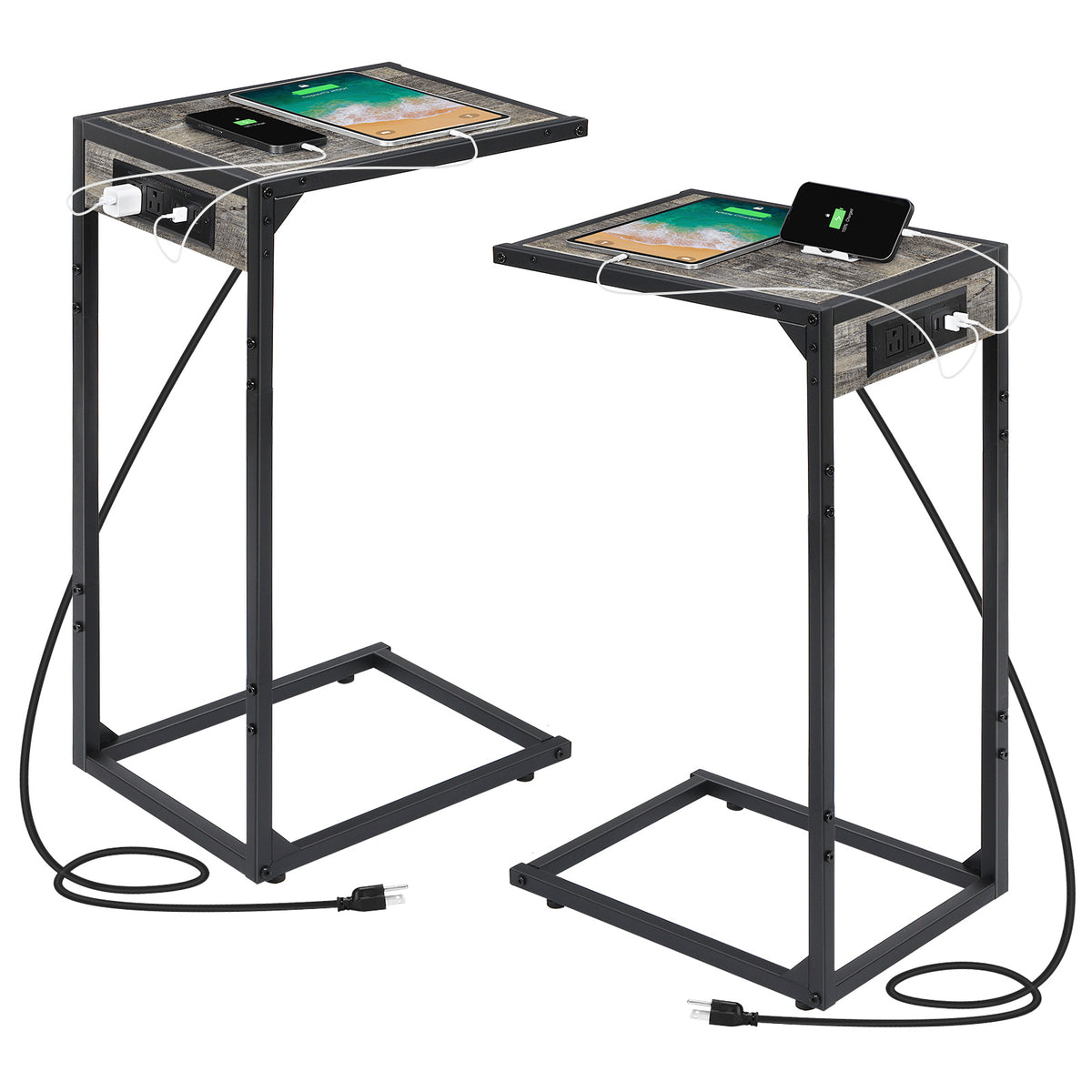 End Table shown in the 2pcs-Grey-with charging option