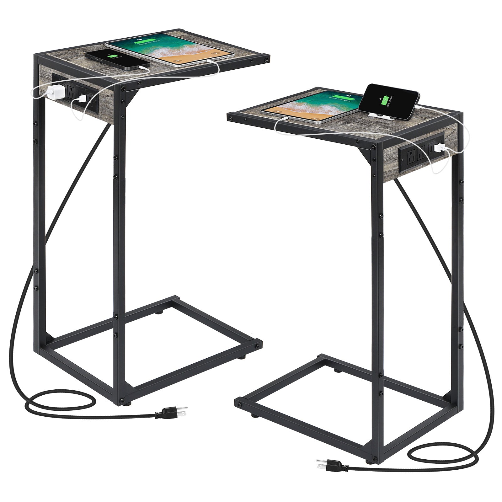 End Table shown in the 2pcs-Grey-with charging option