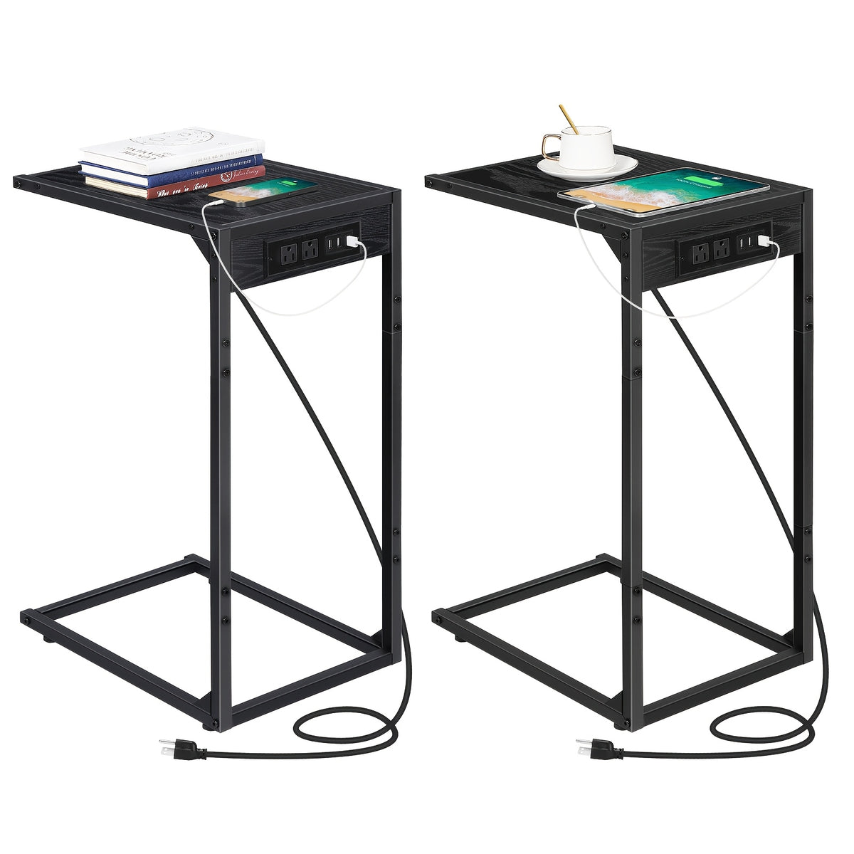 End Table shown in the Black-2pcs-with charging option