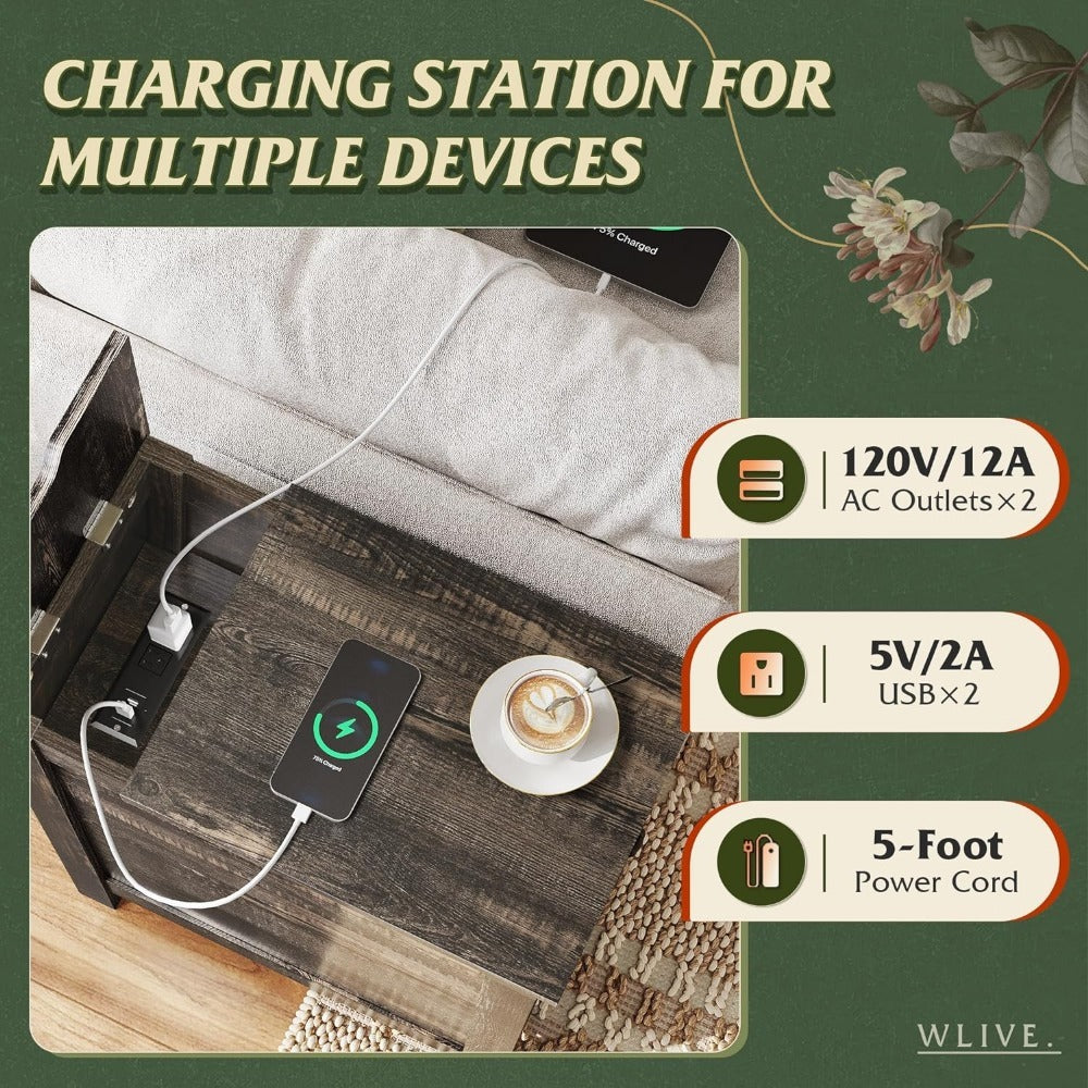 End Tables And Nightstands with Charging Station and Side Table for Living Room detail image - detail view 12