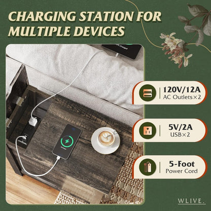 End Tables And Nightstands with Charging Station and Side Table for Living Room detail image - detail view 12
