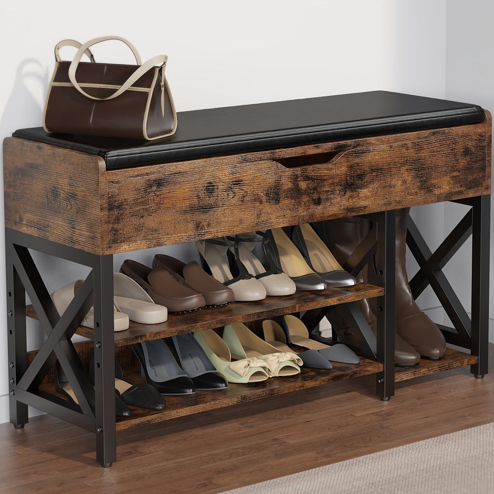 Entryway Bench with Padded Seat for Comfortable Everyday, with Multiple Color Options detail image