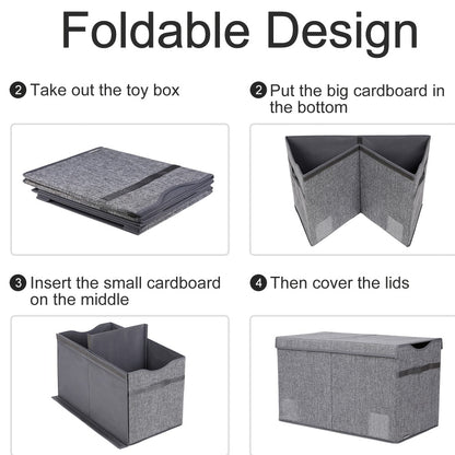 Extra-Large Kids Toy Storage Chest, Foldable Toy Box for Kids' Room detail image - detail view 12