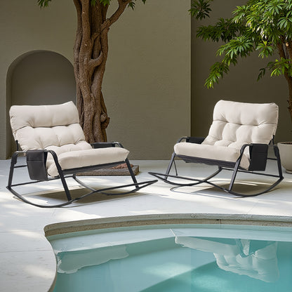 Outdoor Rocking Chair shown in the Beige Color, Two Pieces option