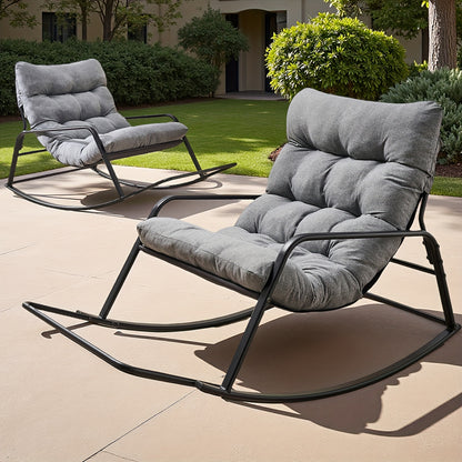 Outdoor Rocking Chair shown in the Grey, Two Pieces option