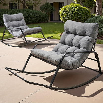 Outdoor Rocking Chair, Extra Large Papasan Rocking Egg Chair with Cushion, Outdoor Patio shown in the main product view