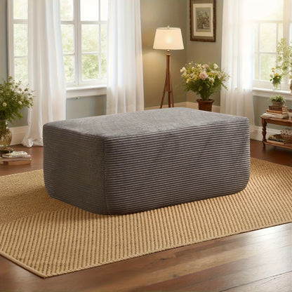 Corduroy Ottoman, Christmas Gifts Decorations Plush Chair Bean Bag Couch, Upholstered Cloud Ottoman for Boneless Couch In A Box, Modular Sectional Couches for Game & Recreation Room Furniture, Compressed Memory Foam, No Assembly Required