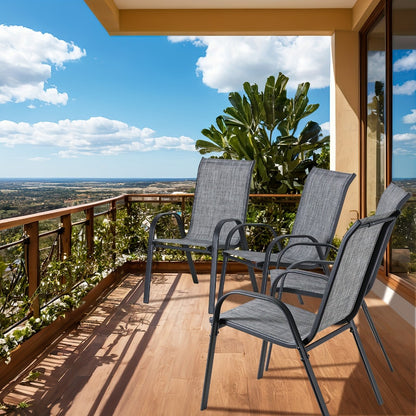 Stackable Patio Dining Chairs Set with Armrests Heavy Duty Breathable Textilene Outdoor Chairs Reinforced Iron Feet 330 LBS Capacity for Garden Lawn Backyard 4 6 8 Pack