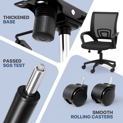 Ergonomic Office Chair | Mid-Back Swivel Desk Chair | Breathable Backrest And Lumbar Support | Adjustable Height | Sponge Seat | Rolling Wheels | Dark Blue | for Adults And Women 19.5"D X 22"W X 39"H