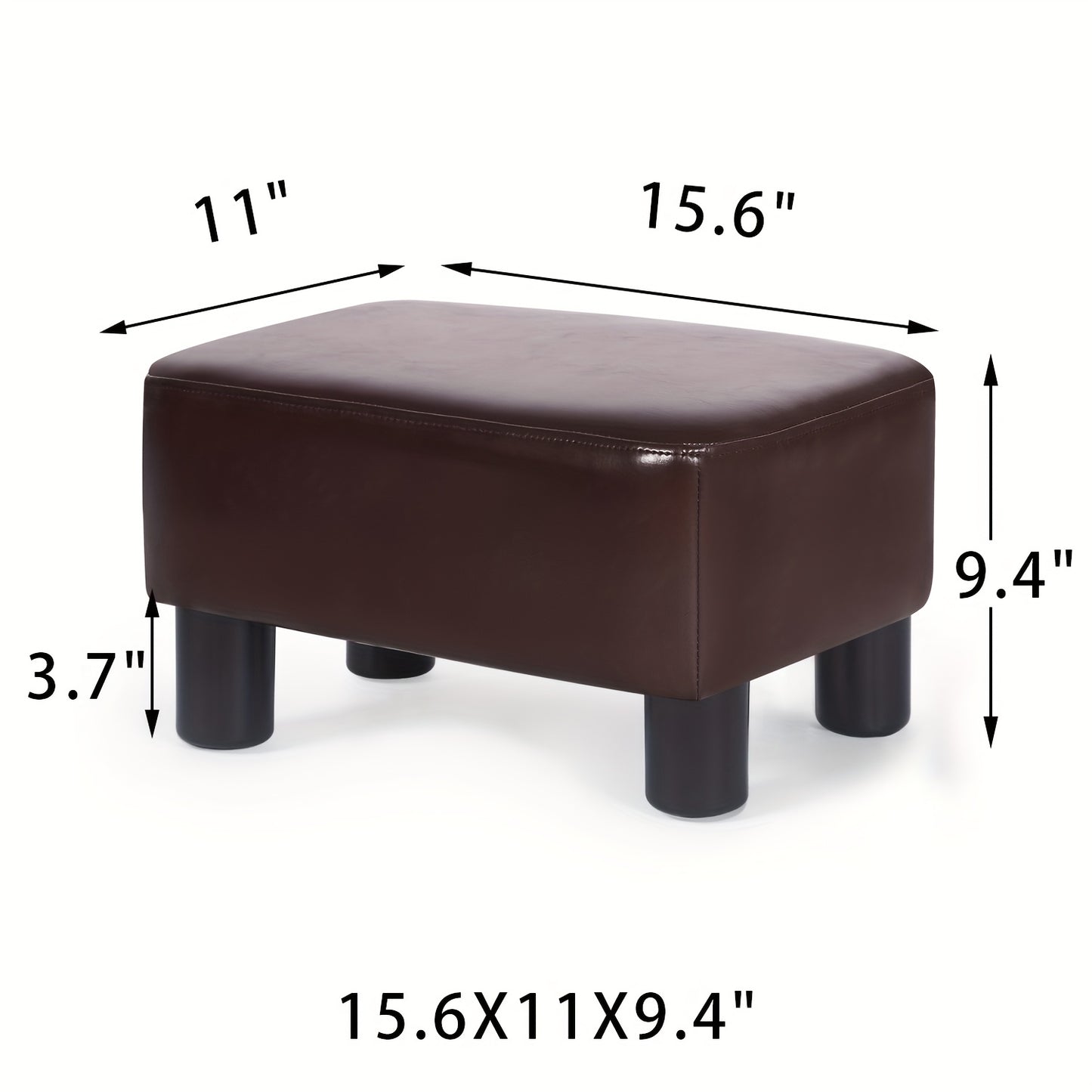 Small Footstool Ottoman PU Leather Footrest Modern Rectangular Footstools for Office Living Room Bedroom