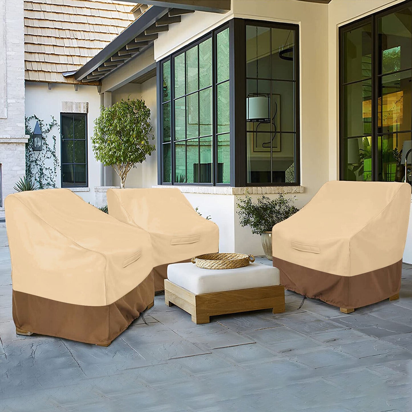 Heavy Duty Patio Chair Covers, Waterproof Oxford Fabric with PVC Coating, Dustproof Lawn Furniture Cover for Outdoor, Ideal for Garden and Veranda Use