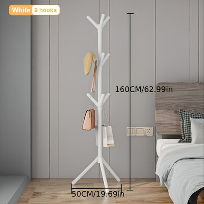Vertical Coat Rack with 52 Hooks Space Saving Freestanding Coat Stand Modern Minimalist Design Stable Base for Entryway Bedroom Office Apartment