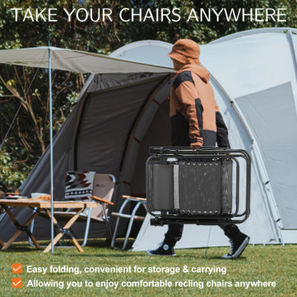 2pcs Zero Gravity Chairs, Outdoor Folding Recliner Lounge Chair, Breathable Fabric Adjustable Reclining Patio Chair With Cup Holder Trays & Headrest Pillow For Beach Camping Poolside Backyard Garden Lawn