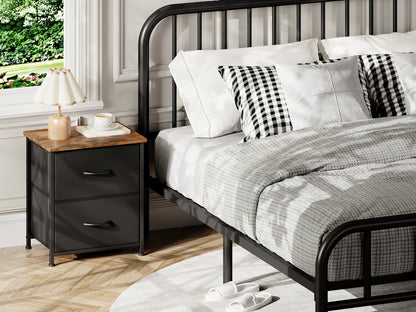 EUNOS Nightstand, Small Dresser for Bedroom with 2 Drawers, Bedside Table Night Stand End Table with Fabric Bins for Bedroom Closet Dorm Guest Room