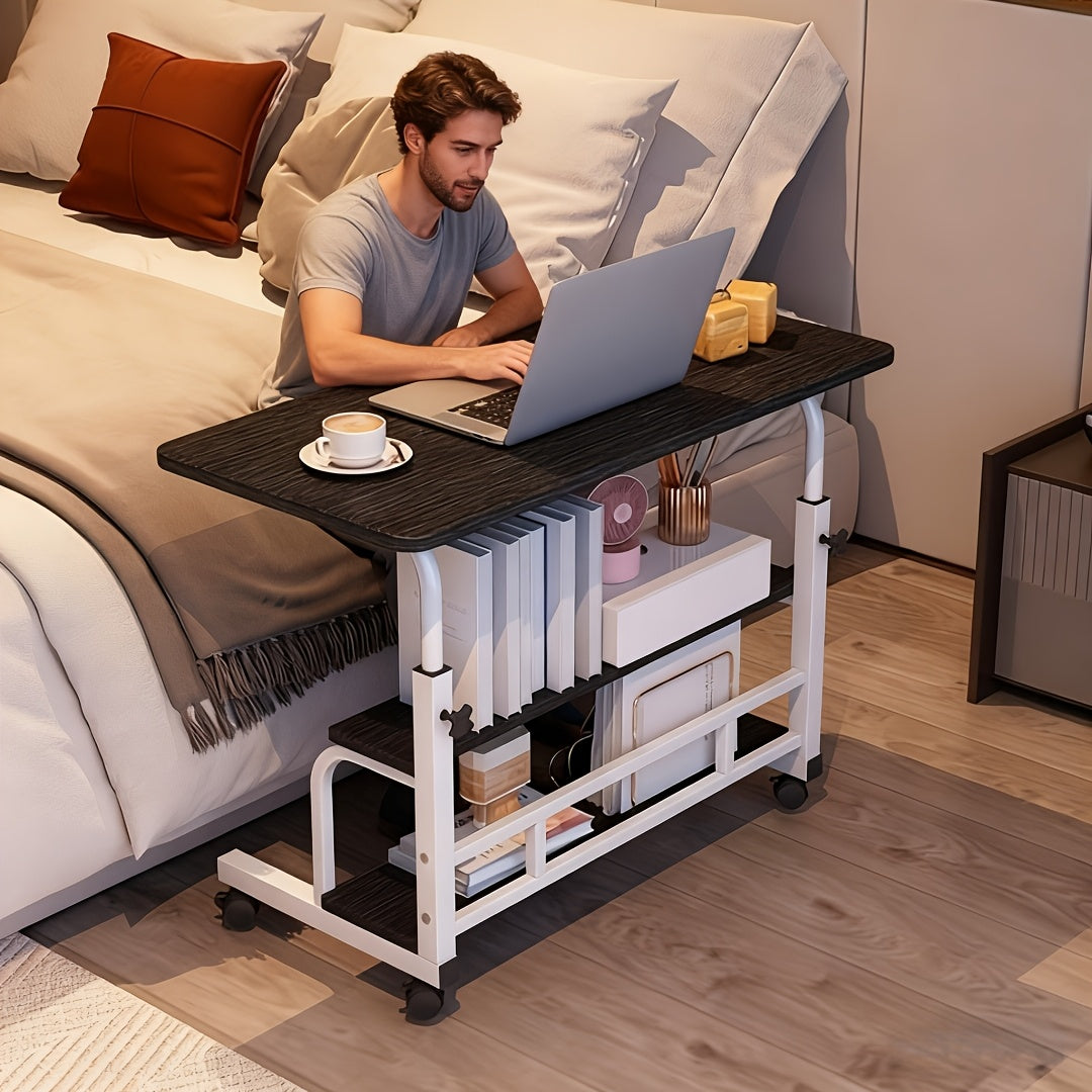 Adjustable Height Mobile Computer Desk; Double-layer Storage Multi-functional Table; Student Home Learning Game Table; Portable Bedside Sofa Office Desk; Su For Bedroom, Apartment, Living Room; Coffee Table Computer Desk; Space-saving Design Random