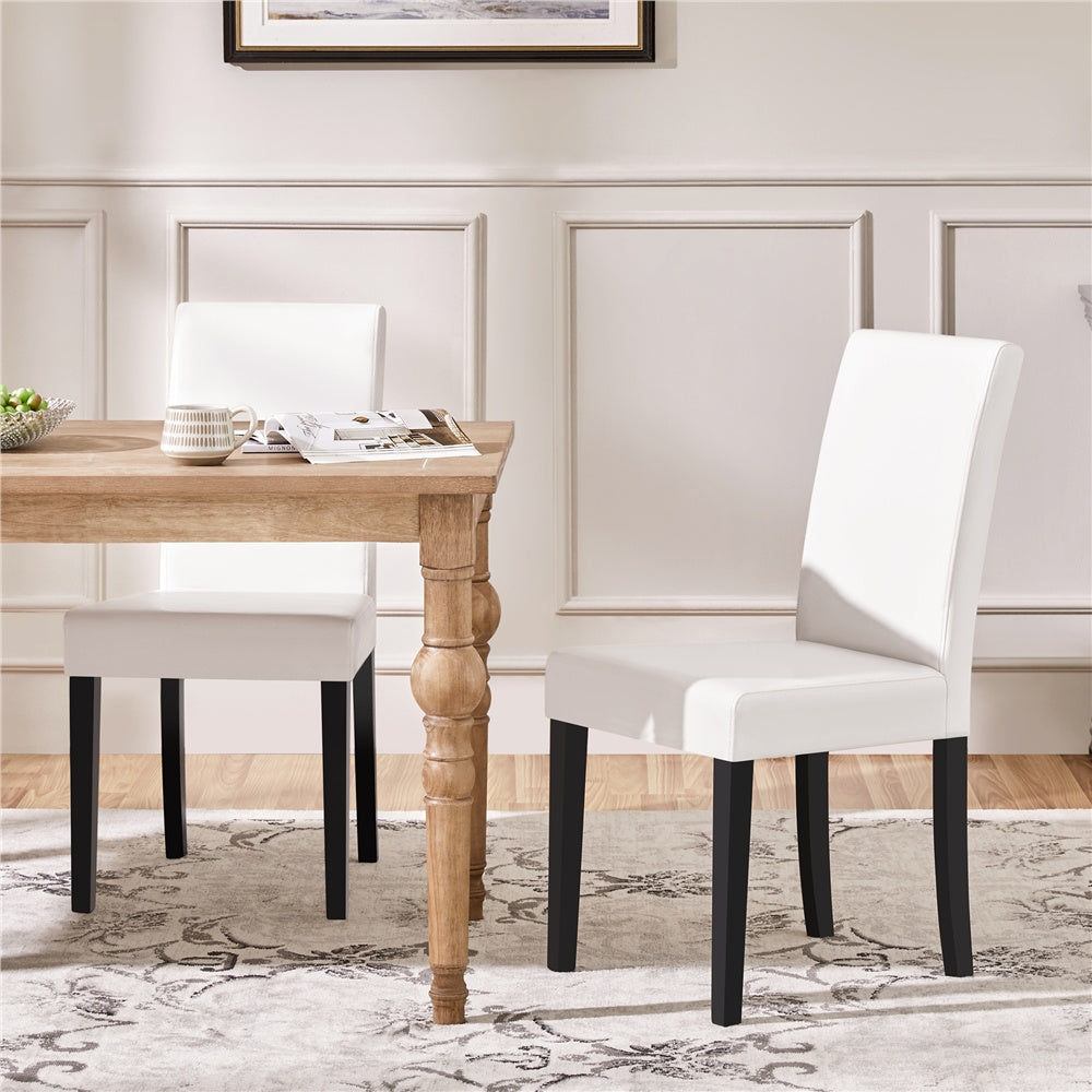 Costoffs Upholstered Dining Chairs Set of 2/4, Padded Leather Side Chairs with High Back & Rubberwood Legs, Modern Kitchen Chairs for Home, Kitchen & Restaurant, Black/White/Gray/Brown