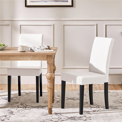 Costoffs Upholstered Dining Chairs Set of 2/4, Padded Leather Side Chairs with High Back & Rubberwood Legs, Modern Kitchen Chairs for Home, Kitchen & Restaurant, Black/White/Gray/Brown
