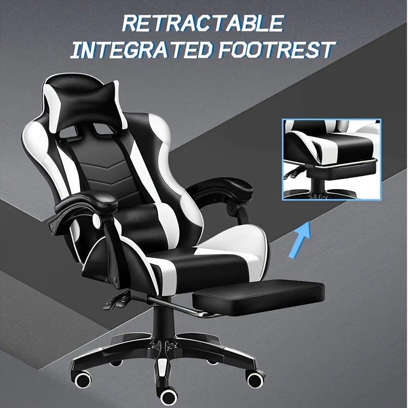 Office Gaming Chair, Computer Office Chair with Pocket Spring Cushion, Linkage Armrests And Footrest, High Back Ergonomic Computer Chair with Lumbar Support Task Chair with Footrest