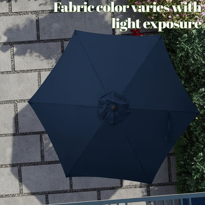 Outdoor Patio Umbrella, Heavy Duty Round Market with 6 Sturdy Ribs, Air Vent & UV Protection, for Garden Deck Backyard Poolside Beach, 7.5ft, No Base Included