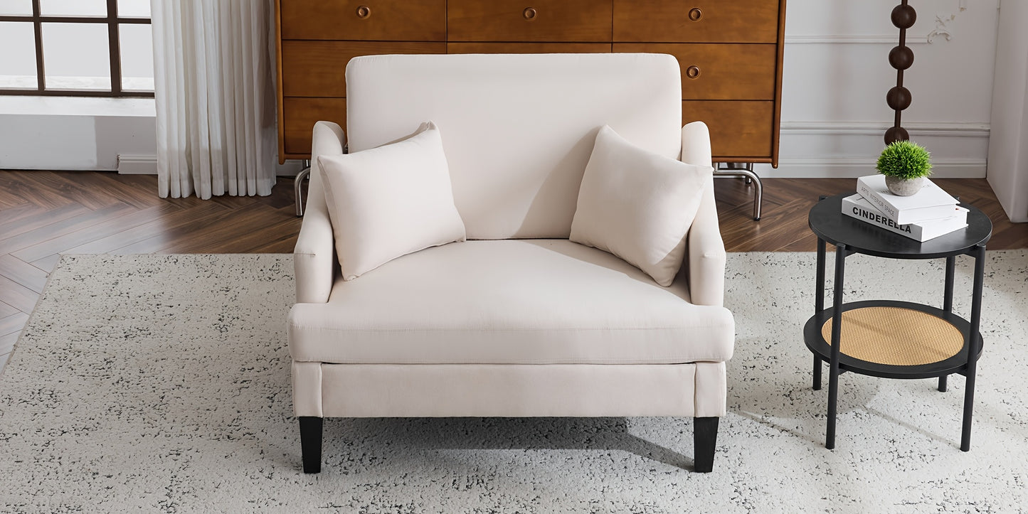 Bezseller Oversized Accent Chairs Set Of 1 & 2, 33.5'' Wide Seat Comfy Armchair With 2 Pillows, Upholstered Big Reading Chair, Modern Single Sofa Chair For Living Room Bedroom Apartment Office
