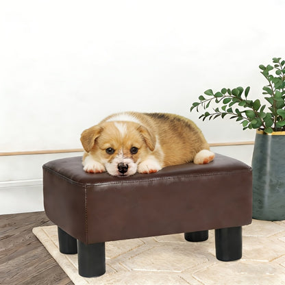 Small Ottoman Footstool with Hidden Storage 15.6 Inch Rectangular PU Leather Footrest Anti-Skid Legs for Living Room Bedroom Office Sofa Black Brown Gray