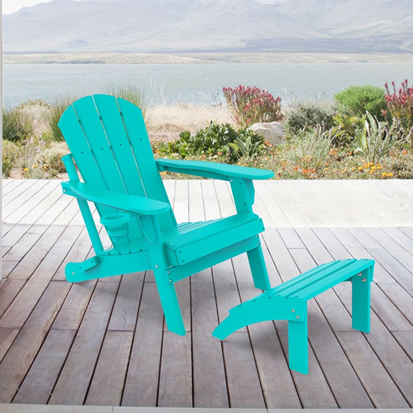 [Portable & Durable] Adirondack Ottoman 1pc/2pcs, HDPE Footrest For Outdoor Chairs, All-Weather Plastic Footstool For Deck, Patio, Poolside, Backyard - 19.7 Inch Wide, Portable & Durable & Lightweight