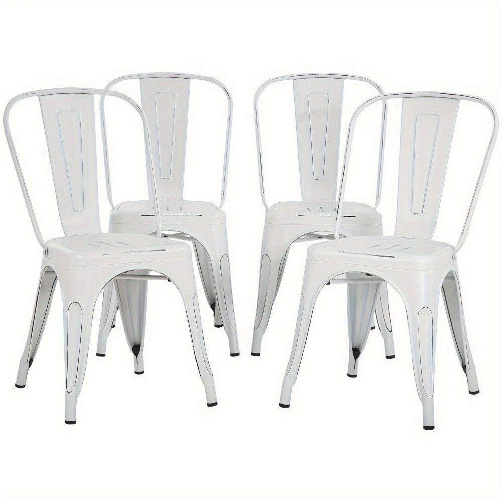 4-Pack Stackable Metal Dining Chairs – Classic 18" Iron Side Chairs for Patio, Bistro, Cafe & Indoor-Outdoor Use – Available in 7 Colors