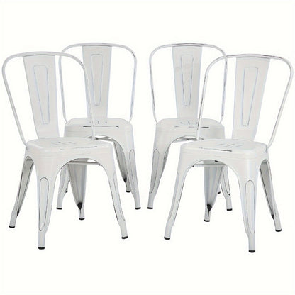 4-Pack Stackable Metal Dining Chairs – Classic 18" Iron Side Chairs for Patio, Bistro, Cafe & Indoor-Outdoor Use – Available in 7 Colors