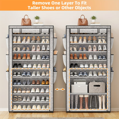 10-Tier Shoe Storage Organizer, Shoe Rack, Shoe Storage Cabinet, Large Capacity 50-56 Pairs Tall Shoe Shelf Free Standing Storage Cabinet Entryway Closet, Dustproof Floor Standing Storage Cabinet with Easy Assembly, for Halloween And Christmas
