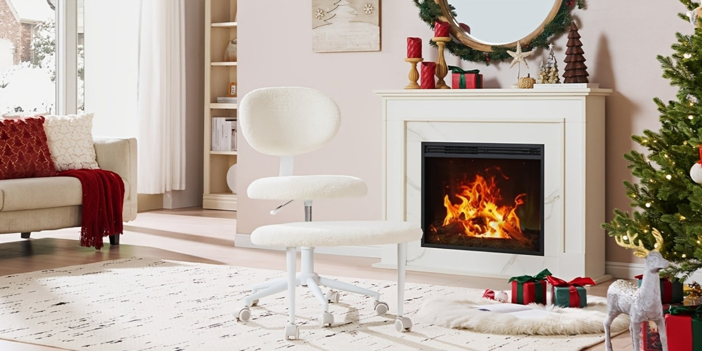 Cross-Legged Meditation Chair with Wheels – Height Adjustable ADHD Chair, Ergonomic Crescent Back Support, Memory Foam Seat, 360° Swivel, Teddy Fleece & Faux Leather in 4 Colors