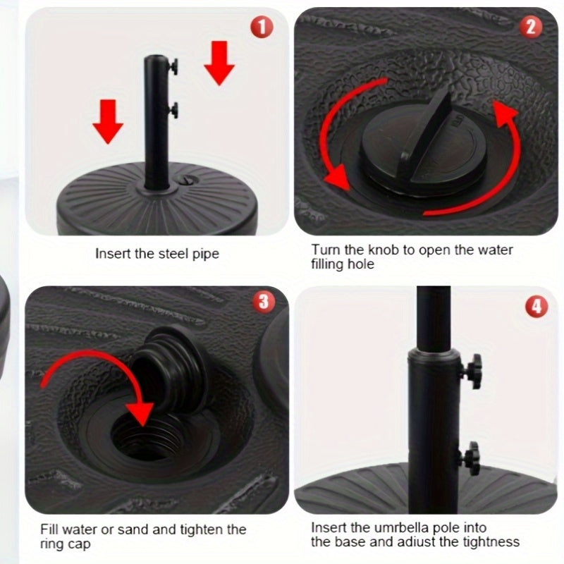 [Durable Round Umbrella Base] Durable Fillable Round Patio Umbrella Base, Free-Standing Patio Umbrella Round Base for Outdoor, Lawn, Backyard, Garden