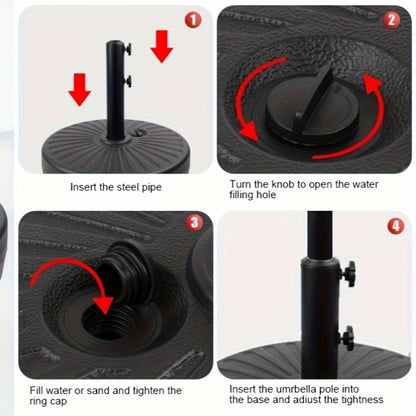 [Durable Round Umbrella Base] Durable Fillable Round Patio Umbrella Base, Free-Standing Patio Umbrella Round Base for Outdoor, Lawn, Backyard, Garden
