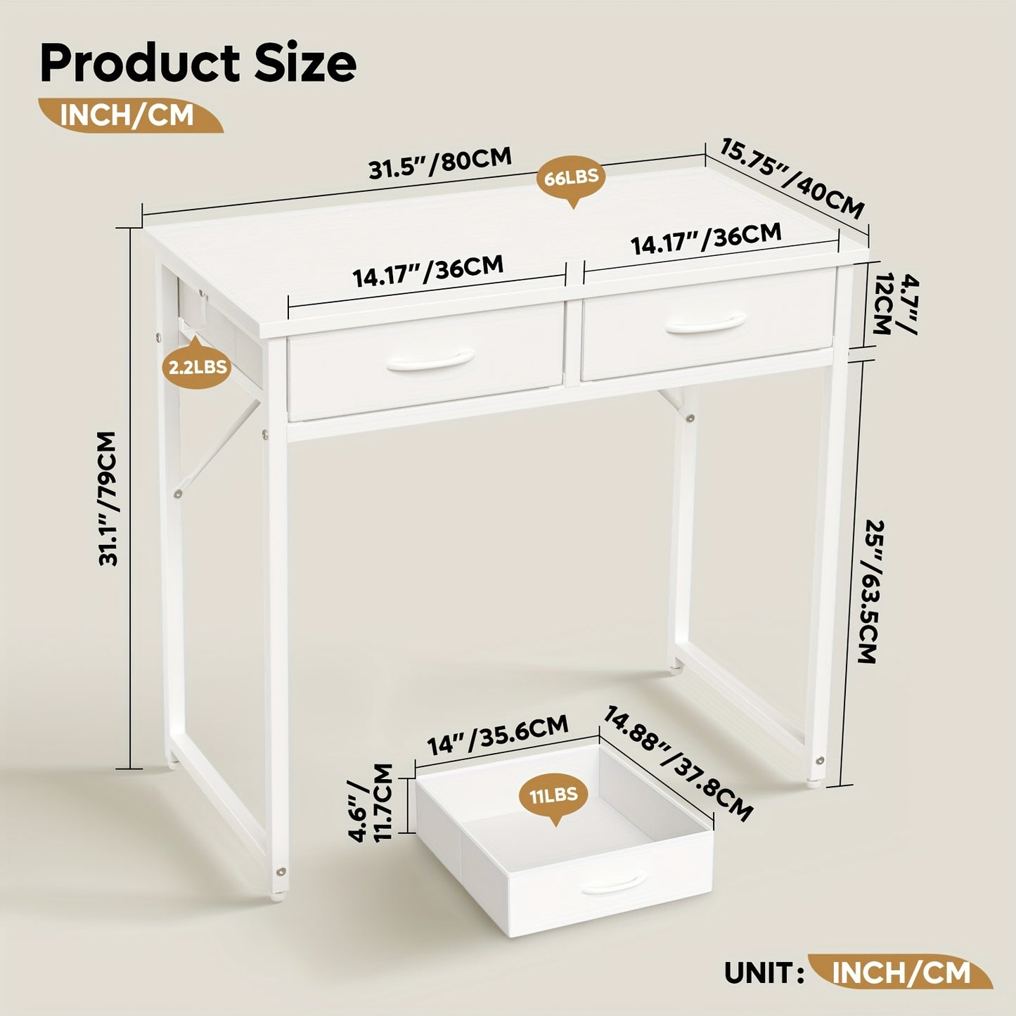 Small Make Up Vanity Desk with Light, Vanity for Bedroom; Desk Diversity for Home Office;Studying In Bedroom, Gaming, Adjustable Height