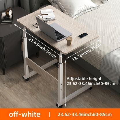 1 Movable Multifunctional Computer Desk, Home Bedroom Bedside Table Computer Desk, Bedroom, Living Room Dormitory, Lazy And Simple Student Writing Desk, Movable And Adjustable Height Laptop Desk, 360 Degree Rotating Wheels, Perfect Birthday Gift.