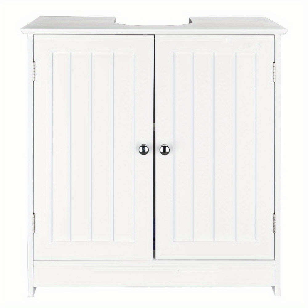 Under Sink Bathroom Cabinet with 2 Doors and Shelf White, Pedestal Sink Vanity Storage Organizer for Bathroom Toiletries & Cleaning Supplies